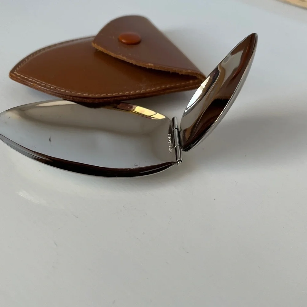 Vintage Germany Italian Folding Medicine Spoon Silver Plated With Leather Case